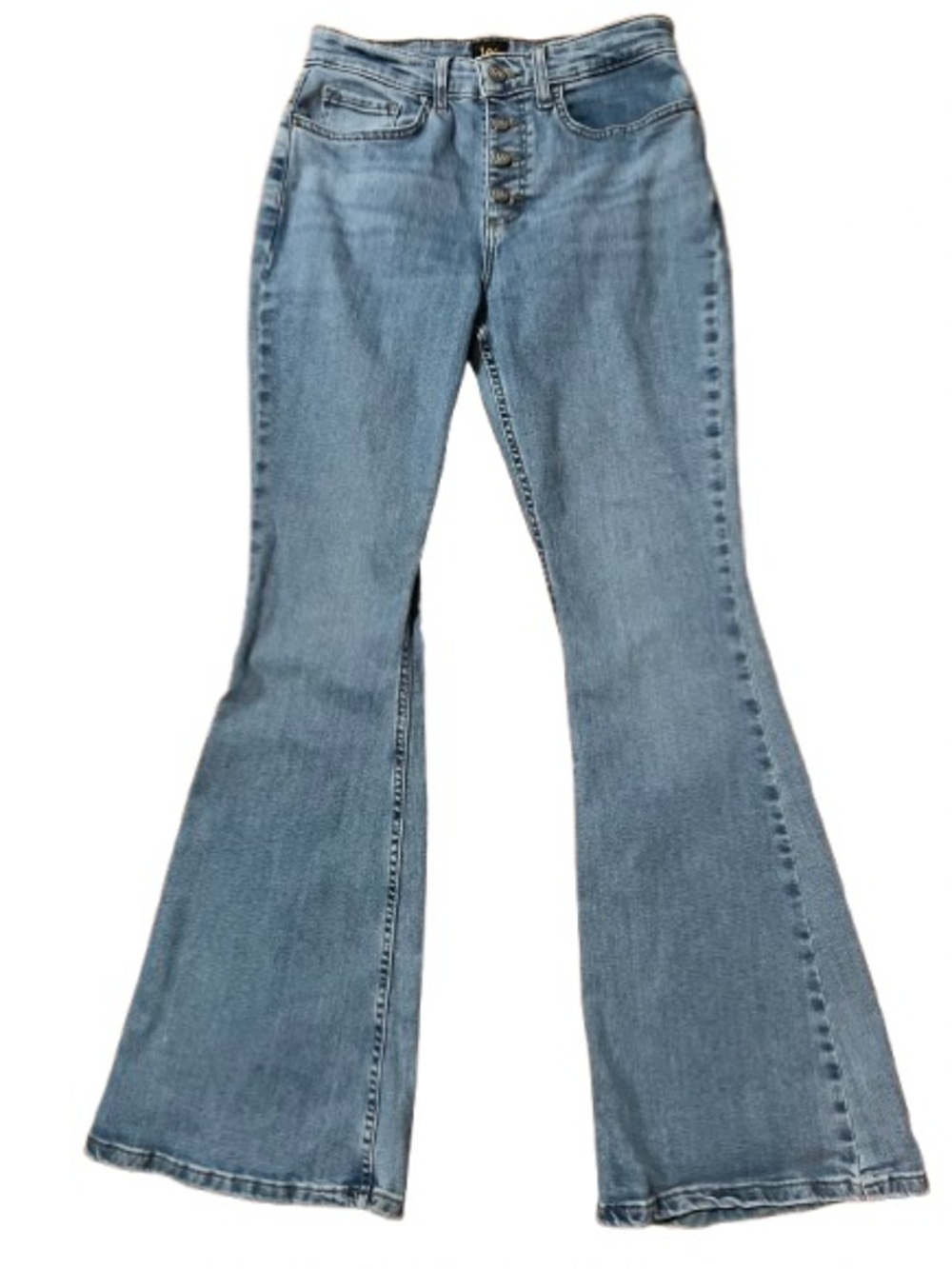 Lee Heritage Button Fly Blue Flare Denim Jeans Size 8